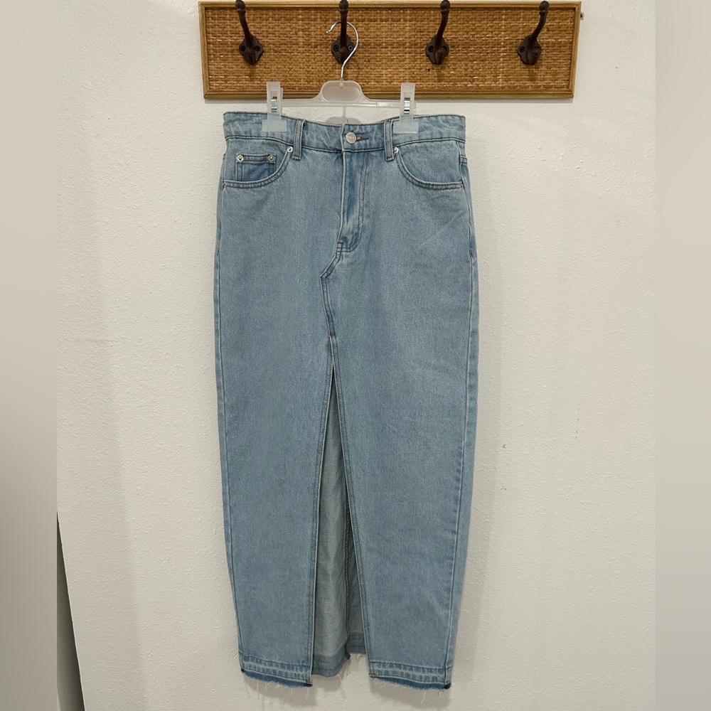 Long denim skirt with front slit NEW W TAG